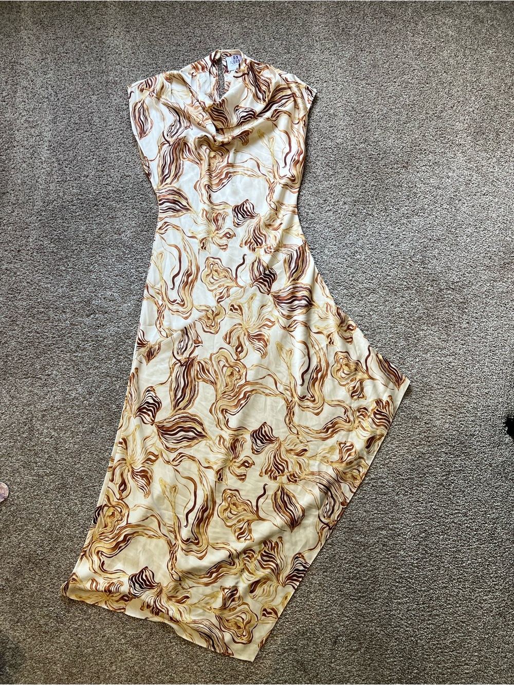 Asymmetrical Warm Marble Satin Dress